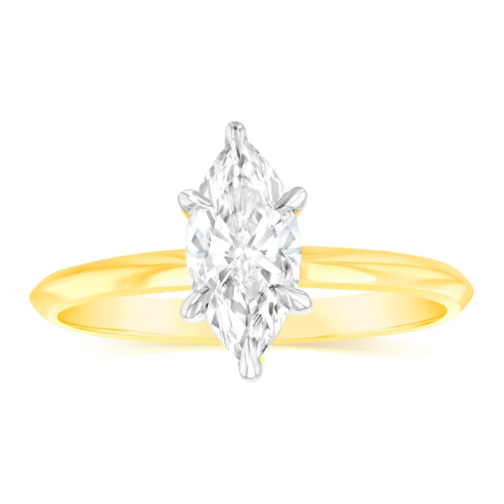 Luminesce Lab Grown Certified 1 Carat Marquise Diamond Engagement Ring in 18ct Yellow Gold Shiels