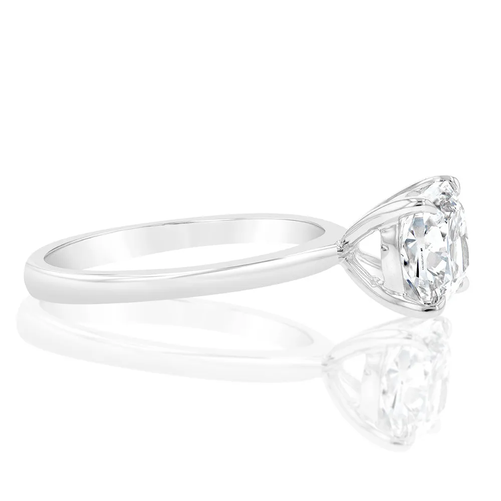 Luminesce Lab Grown Certified 2 Carat Diamond Cushion Cut Engagement Ring in 18ct White Gold Shiels