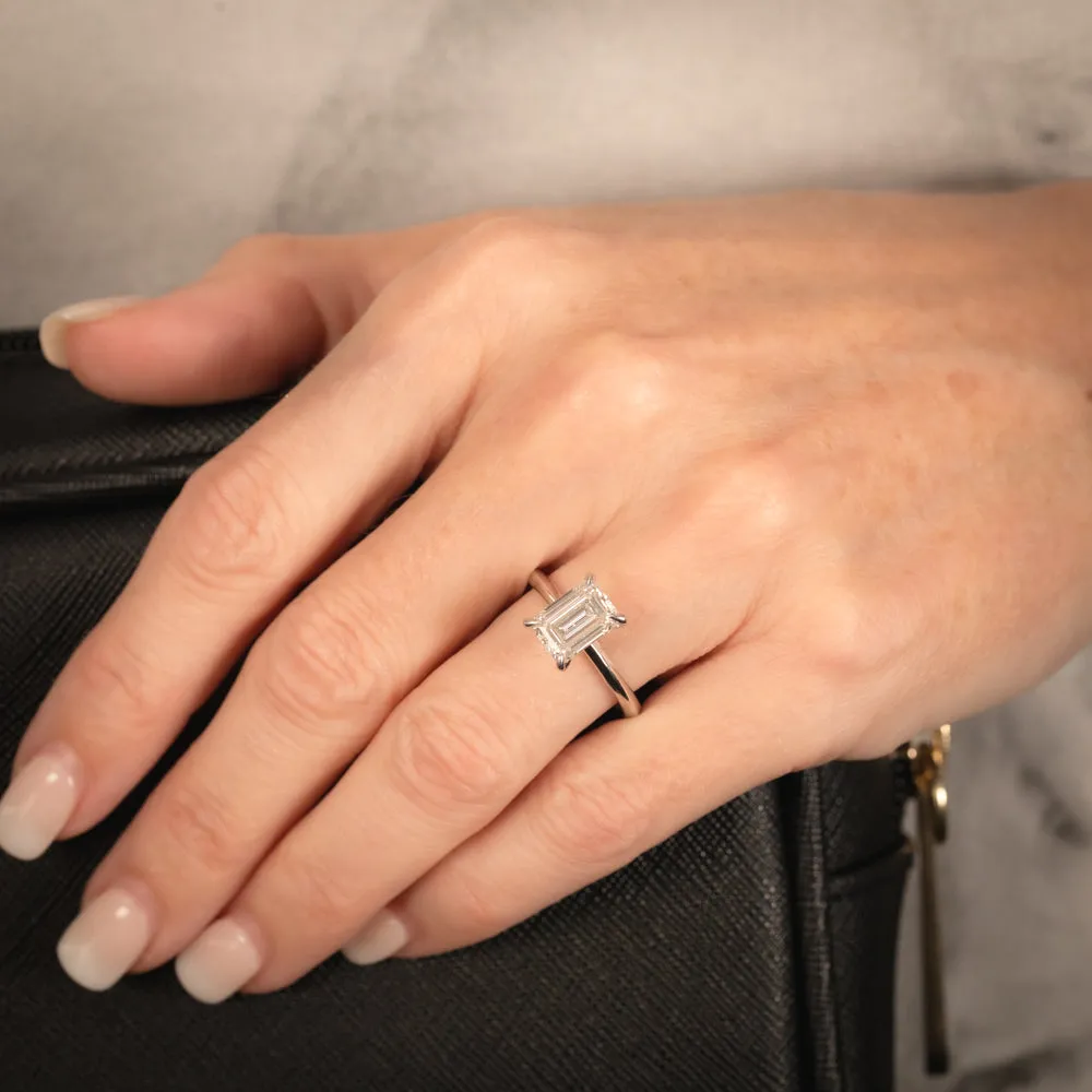 Luminesce Lab Grown Certified 2 Carat Diamond Emerald Cut Engagement Ring in 18ct White Gold Shiels