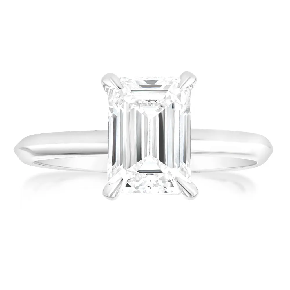 Luminesce Lab Grown Certified 2 Carat Diamond Emerald Cut Engagement Ring in 18ct White Gold Shiels