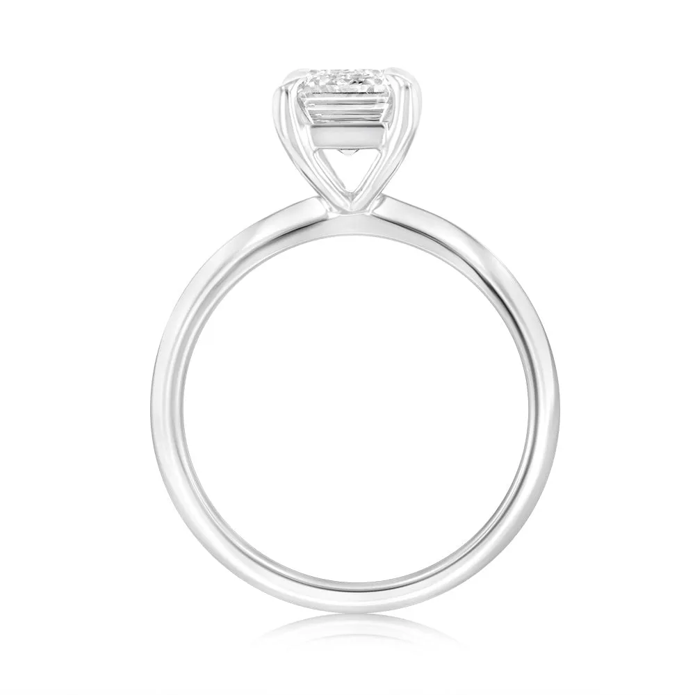 Luminesce Lab Grown Certified 2 Carat Diamond Emerald Cut Engagement Ring in 18ct White Gold Shiels