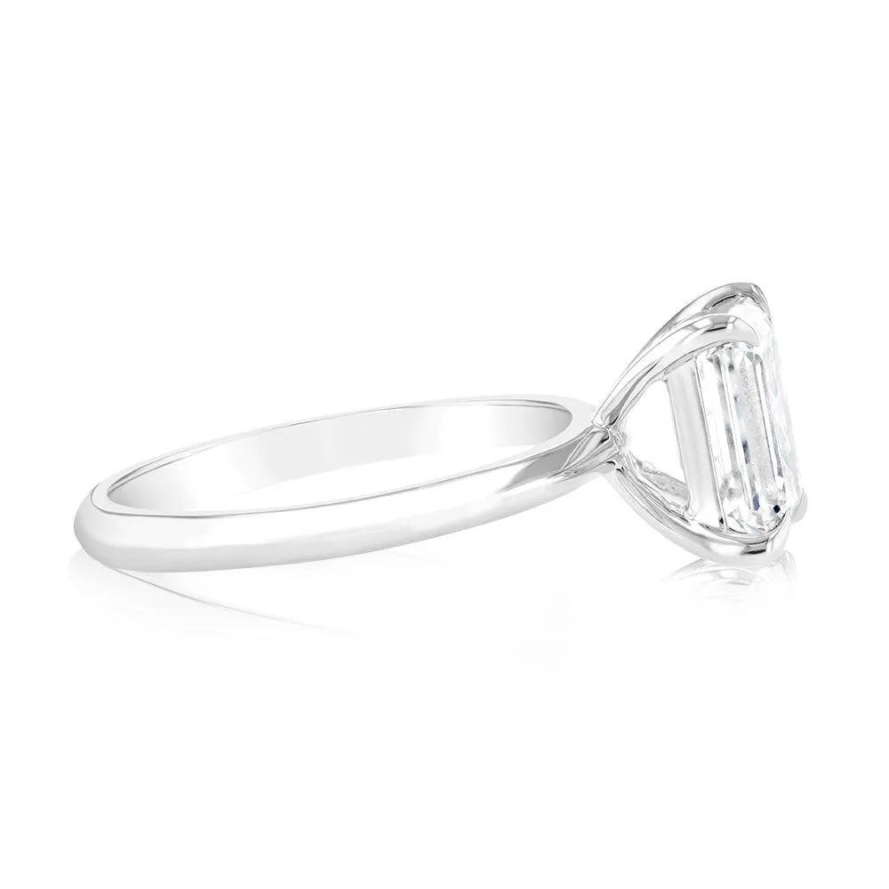 Luminesce Lab Grown Certified 2 Carat Diamond Emerald Cut Engagement Ring in 18ct White Gold Shiels