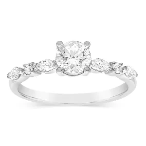 Luminesce Lab Grown Cross 14ct White Gold 1 Carat Diamond Solitaire Fancy Ring with 0.70 Carat Centre Bril Cut Diamond Shiels