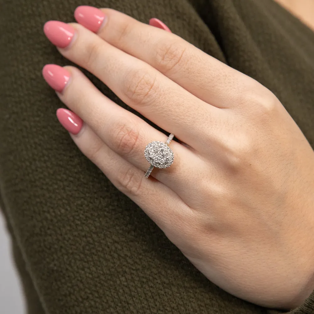 Luminesce Lab Grown Diamond 1 Carat Oval Cluster Diamond Ring in 9ct Yellow Gold Shiels