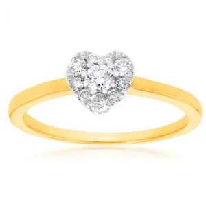 Luminesce Lab Grown Diamond 1/4 Carat Heart Dress Ring in 9ct Yellow Gold Shiels
