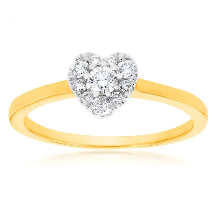 Luminesce Lab Grown Diamond 1/4 Carat Heart Dress Ring in 9ct Yellow Gold Shiels