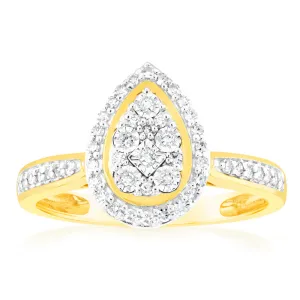 Luminesce Lab Grown Diamond 1/5 Carat Pear Dress Ring in 9ct Yellow Gold Shiels