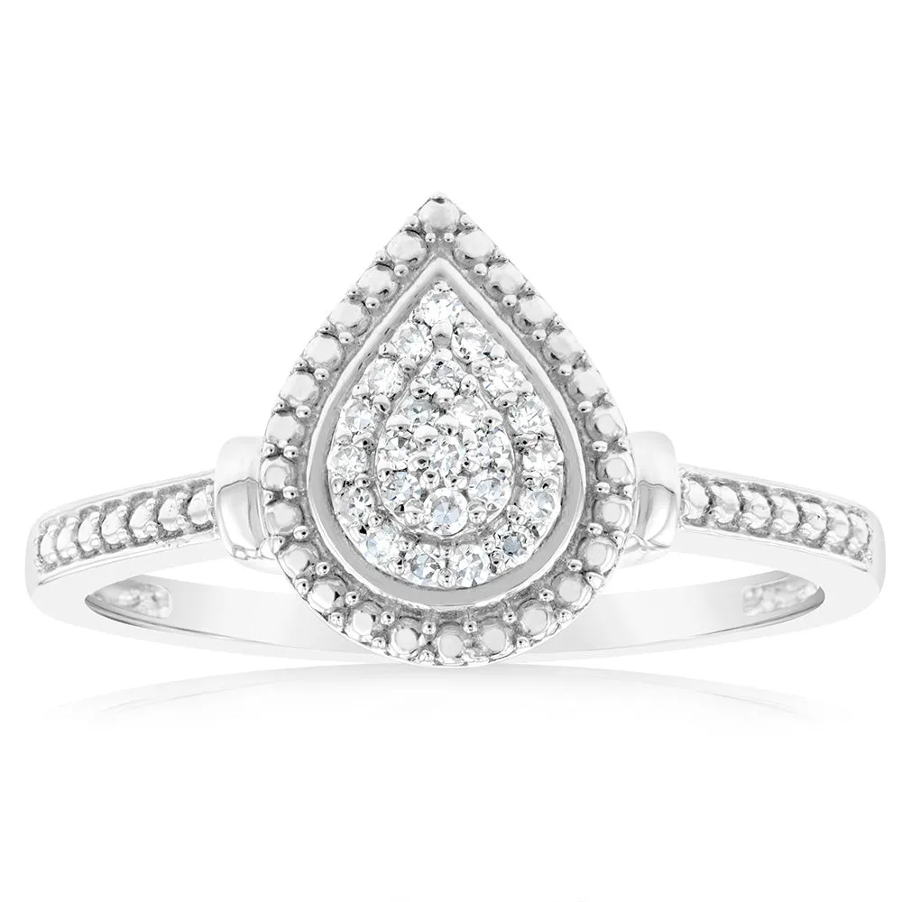 Luminesce Lab Grown Diamond Pear Dress Ring in Silver Shiels
