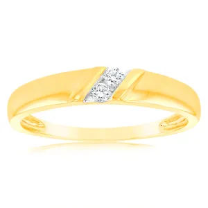 Luminesce Lab Grown Gold Plate Sterling Silver 1/10 Carat Diamond Gents Ring Shiels