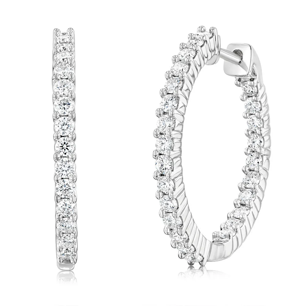 Luminesce Lab Grown Sterling Silver 1 Carat Diamond Hoop Earrings Shiels