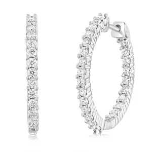 Luminesce Lab Grown Sterling Silver 1 Carat Diamond Hoop Earrings Shiels