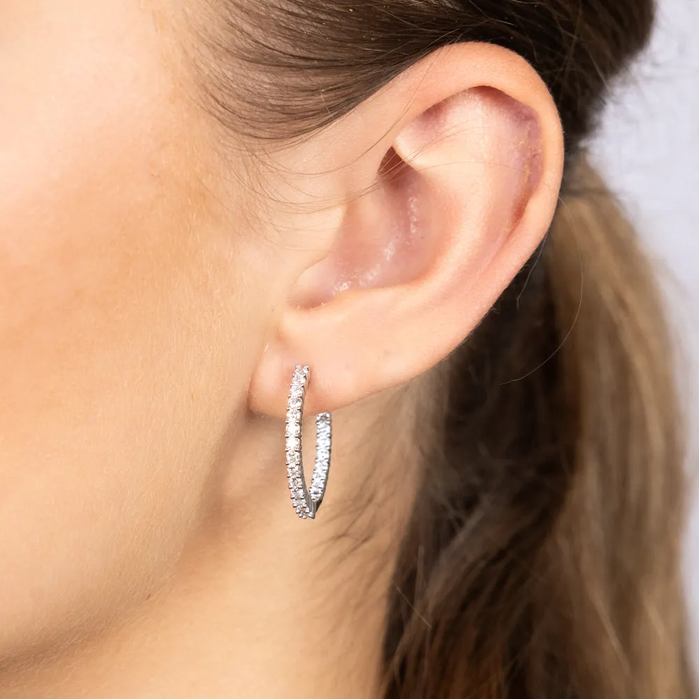 Luminesce Lab Grown Sterling Silver 1 Carat Diamond Hoop Earrings Shiels