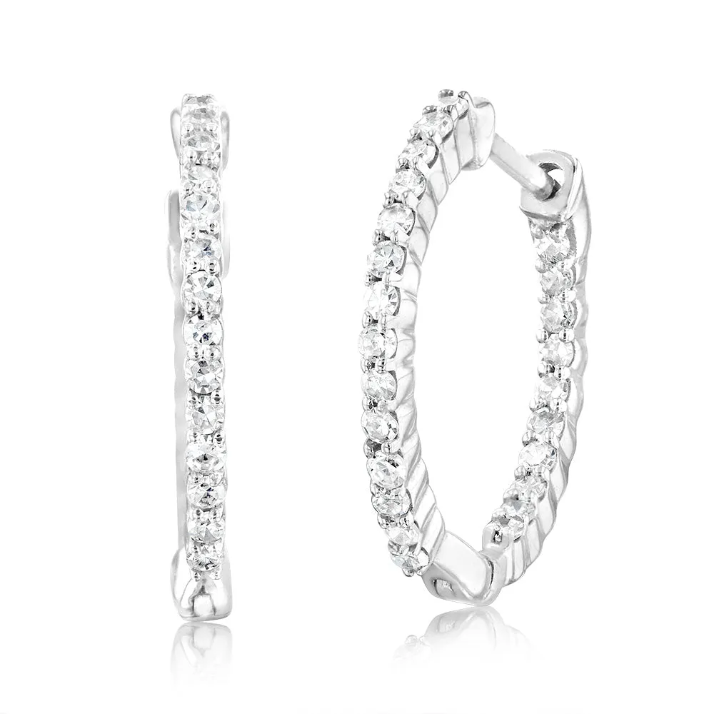 Luminesce Lab Grown Sterling Silver 1/4 Carat Diamond Hoop Earrings Shiels