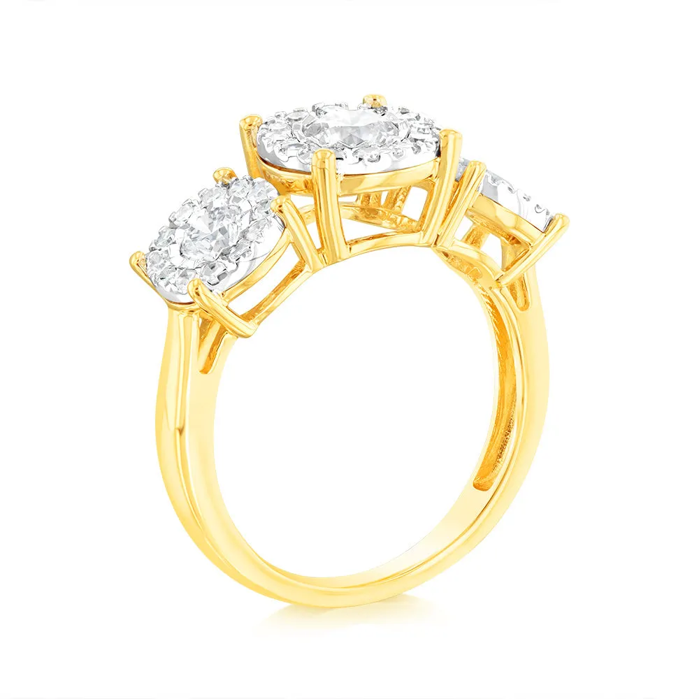 Luminesce Lab Grown Trilogy 1 Carat Diamond Ring in 9ct Yellow Gold Shiels