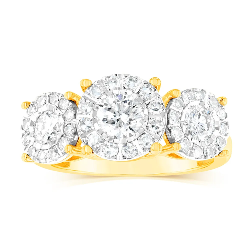 Luminesce Lab Grown Trilogy 1 Carat Diamond Ring in 9ct Yellow Gold Shiels