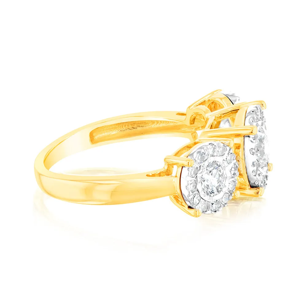Luminesce Lab Grown Trilogy 1 Carat Diamond Ring in 9ct Yellow Gold Shiels
