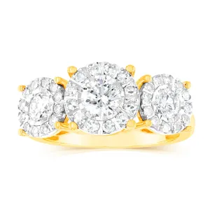 Luminesce Lab Grown Trilogy 1 Carat Diamond Ring in 9ct Yellow Gold Shiels
