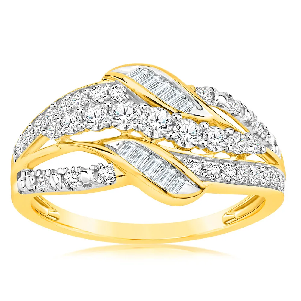 Luminesce Lab Grown Wrap Around 1/2 Carat Diamond Ring in 9ct Yellow Gold Shiels