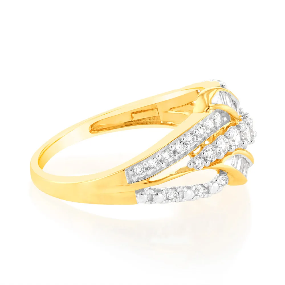 Luminesce Lab Grown Wrap Around 1/2 Carat Diamond Ring in 9ct Yellow Gold Shiels