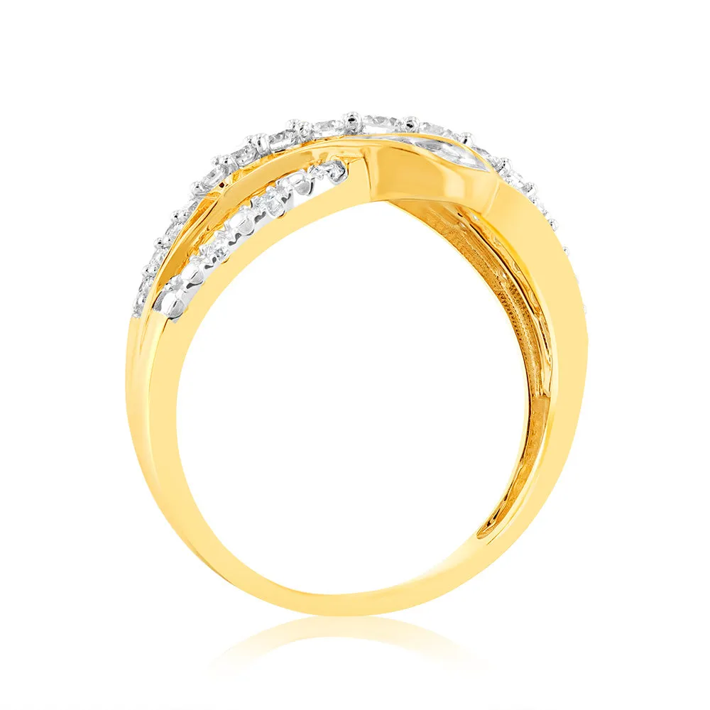 Luminesce Lab Grown Wrap Around 1/2 Carat Diamond Ring in 9ct Yellow Gold Shiels