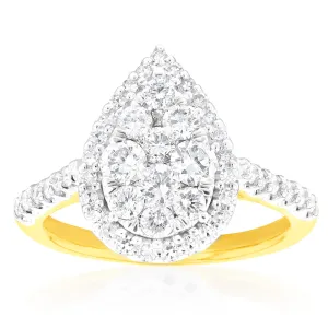 Luminesce Laboratory Grown 1 Carat Pear Shape  Diamond Ring 9ct Yellow Gold Shiels
