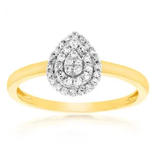 Luminesce Laboratory Grown Pear 1/6 Carat Diamond Ring in 9ct Yellow Gold Shiels