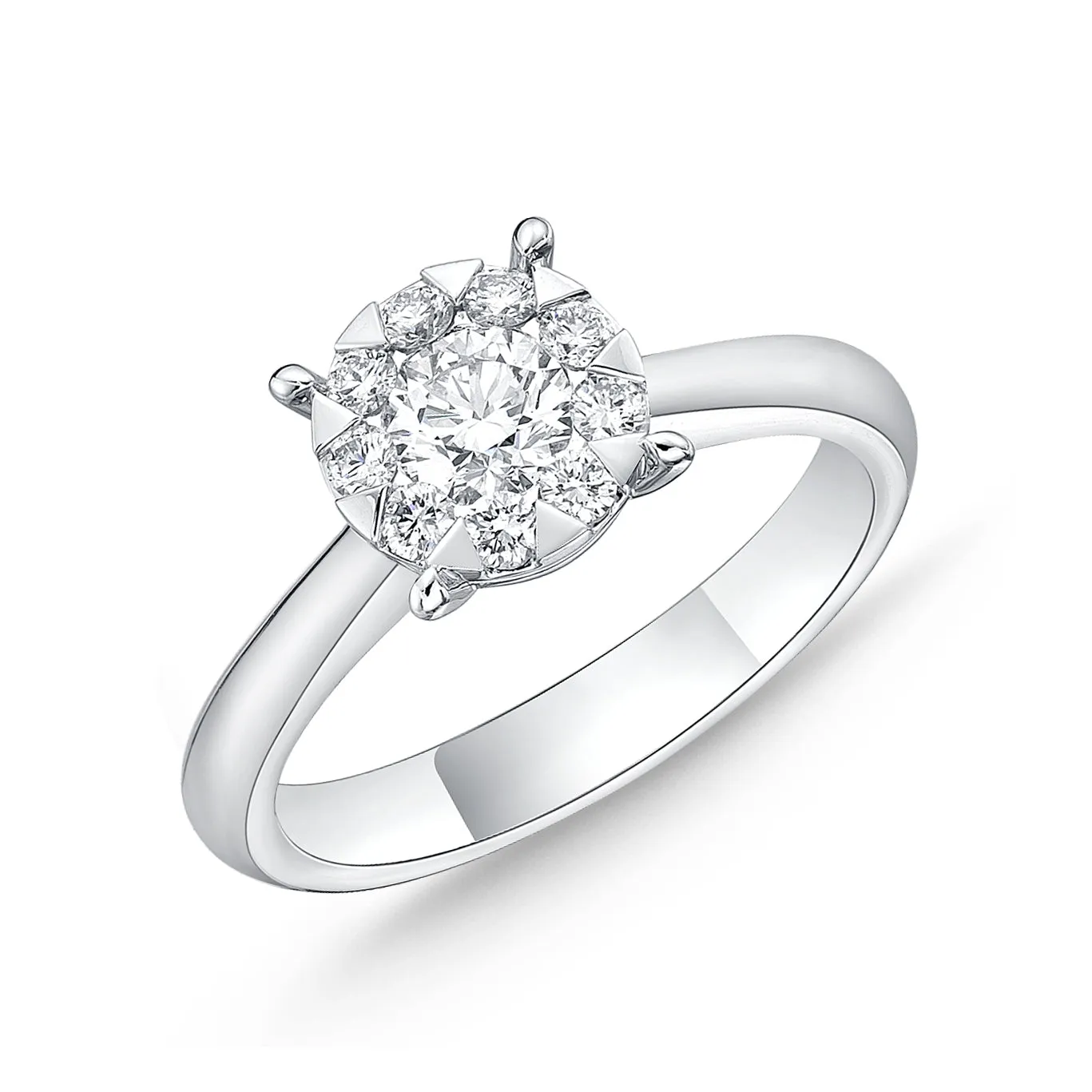 Memoire 18ct White Gold 0.60 Carat Diamond Bouquet Solitaire Ring Shiels