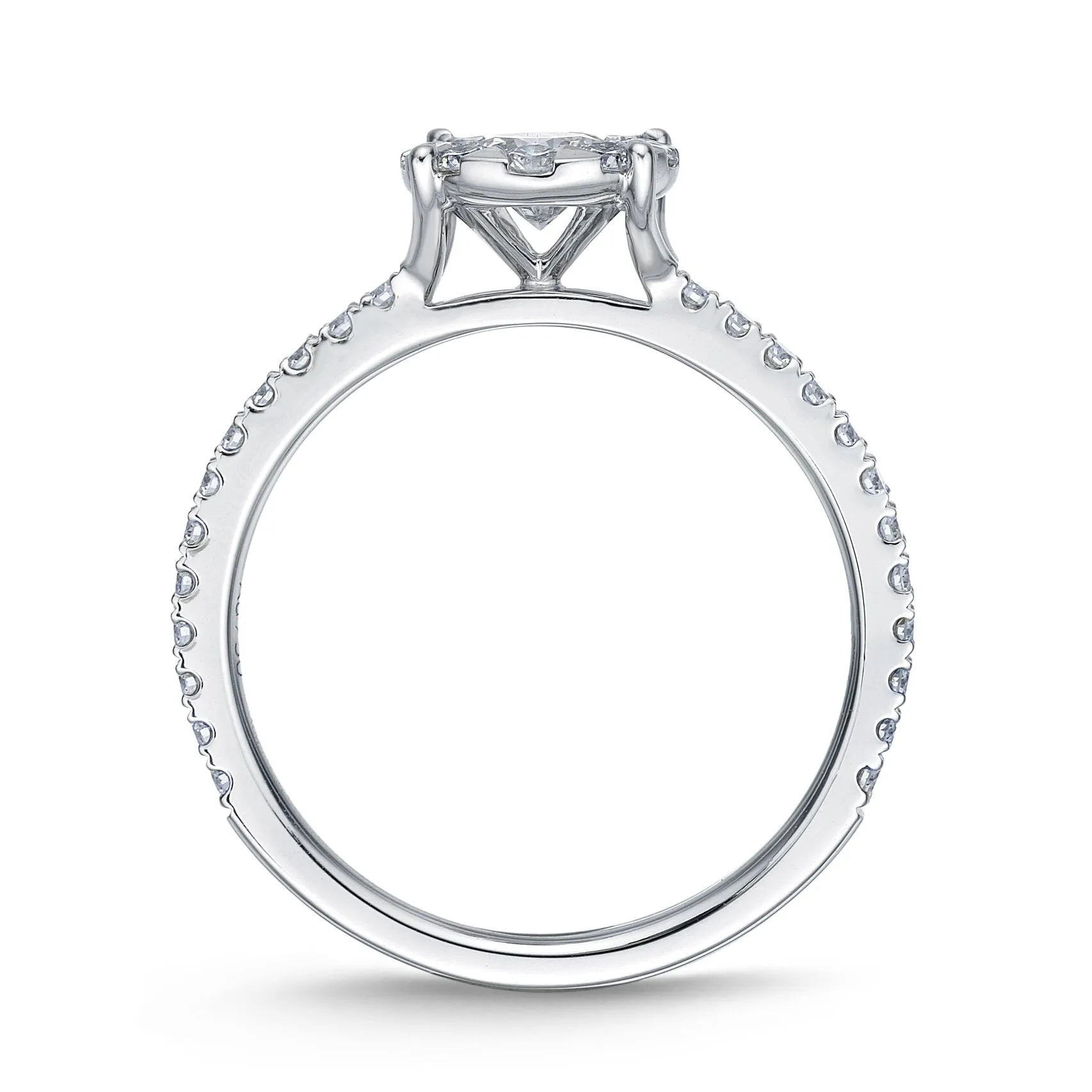 Memoire 18ct White Gold 0.70 Carat Diamond Bouquet Halo Solitaire Ring Shiels