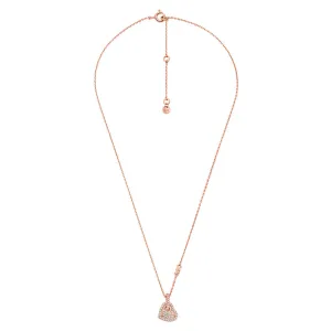 Michael Kors Rose Gold Plated Sterling Silver Pave Heart Pendant On Chain Shiels