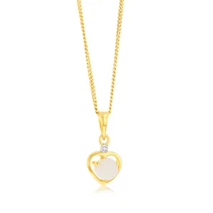 Natural Round 5mm Opal Heart Shaped Diamond Pendant in 9ct Yellow Gold Shiels
