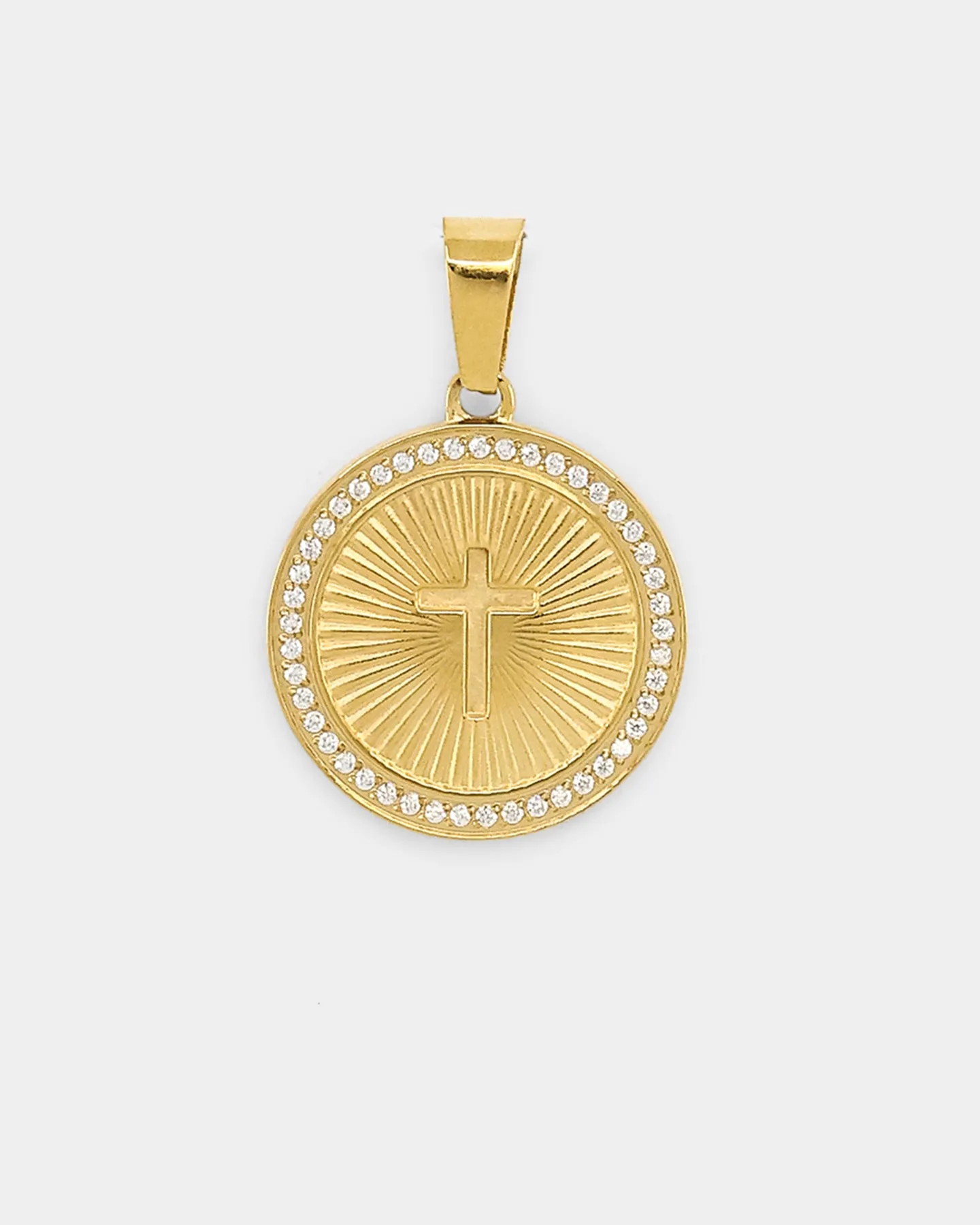 NXS Circular Cross Pendant Iced Gold