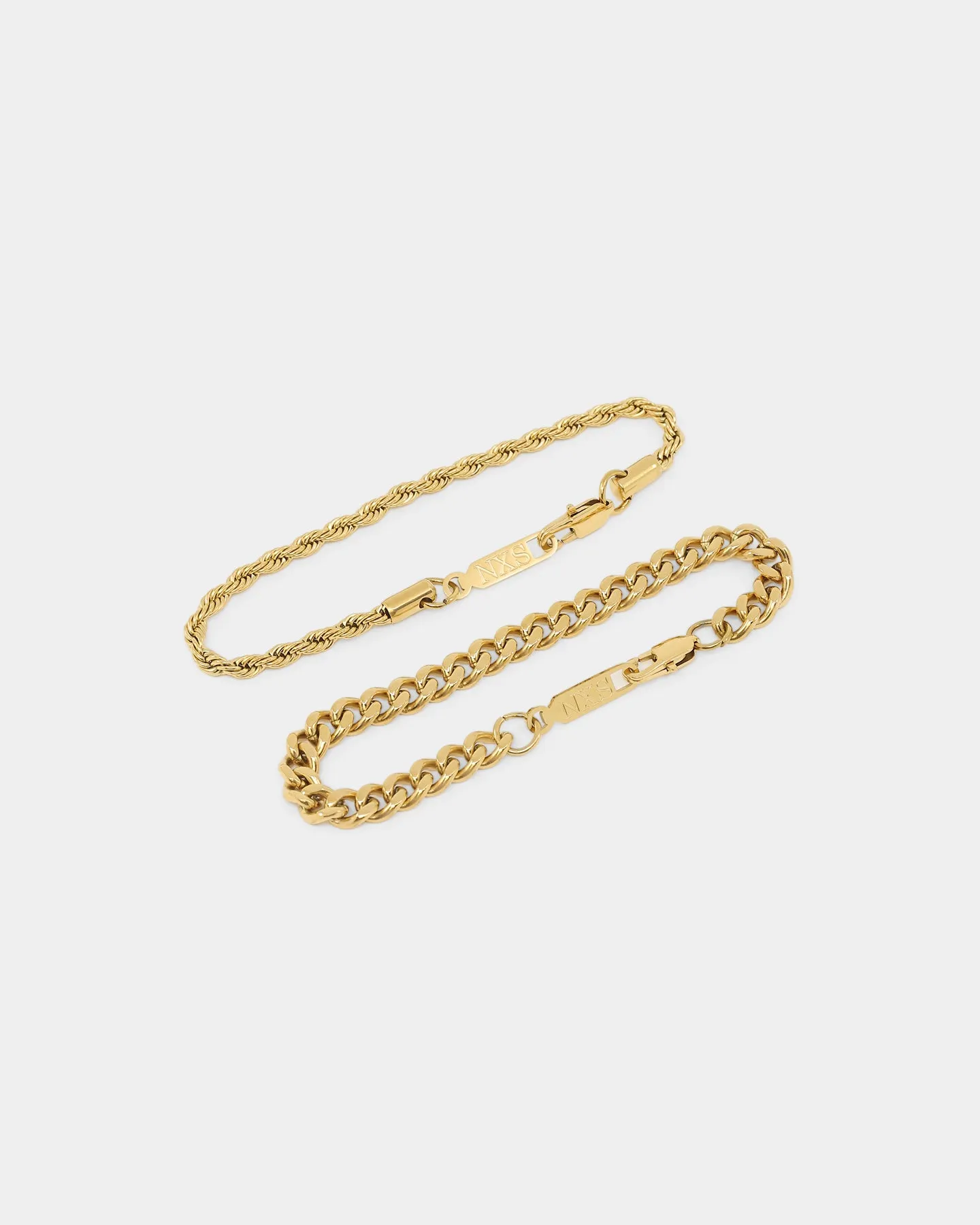 NXS Cuban Rope Bracelet Set Gold