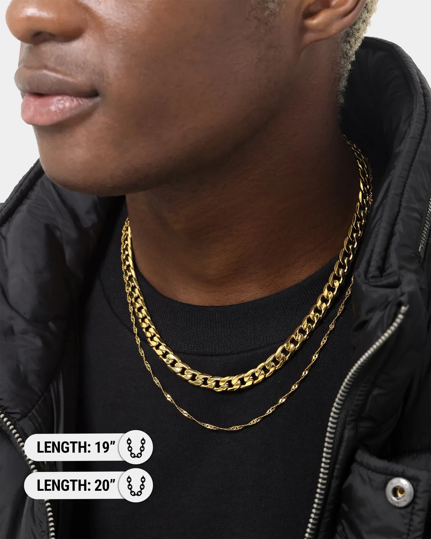 NXS Diamond Cut Double Chains Gold