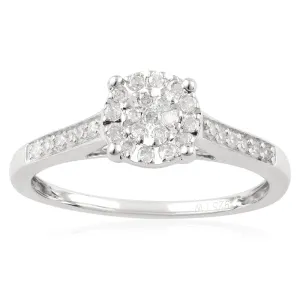 "1 CARAT LOOK" Diamond Ring 0.15 Carat with Brilliant Cut Diamonds in Sterling Silver Shiels