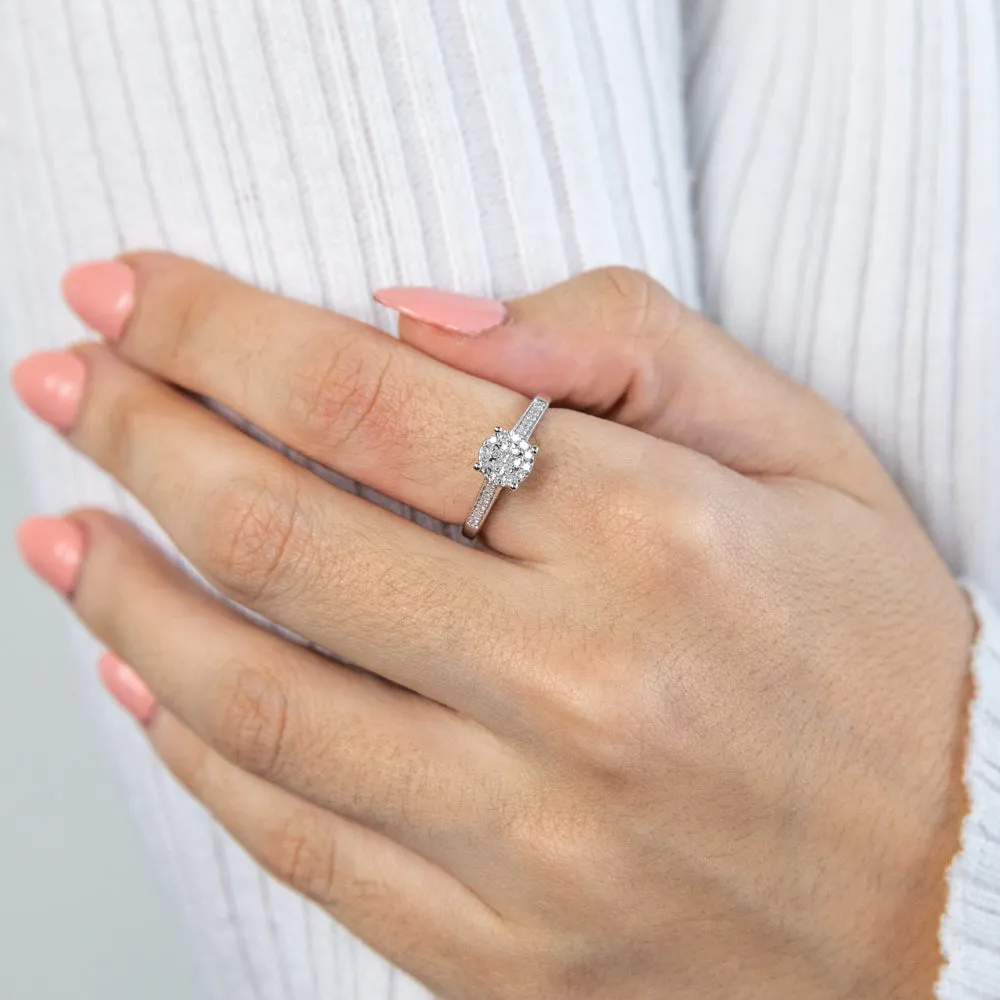 "1 CARAT LOOK" Diamond Ring 0.15 Carat with Brilliant Cut Diamonds in Sterling Silver Shiels