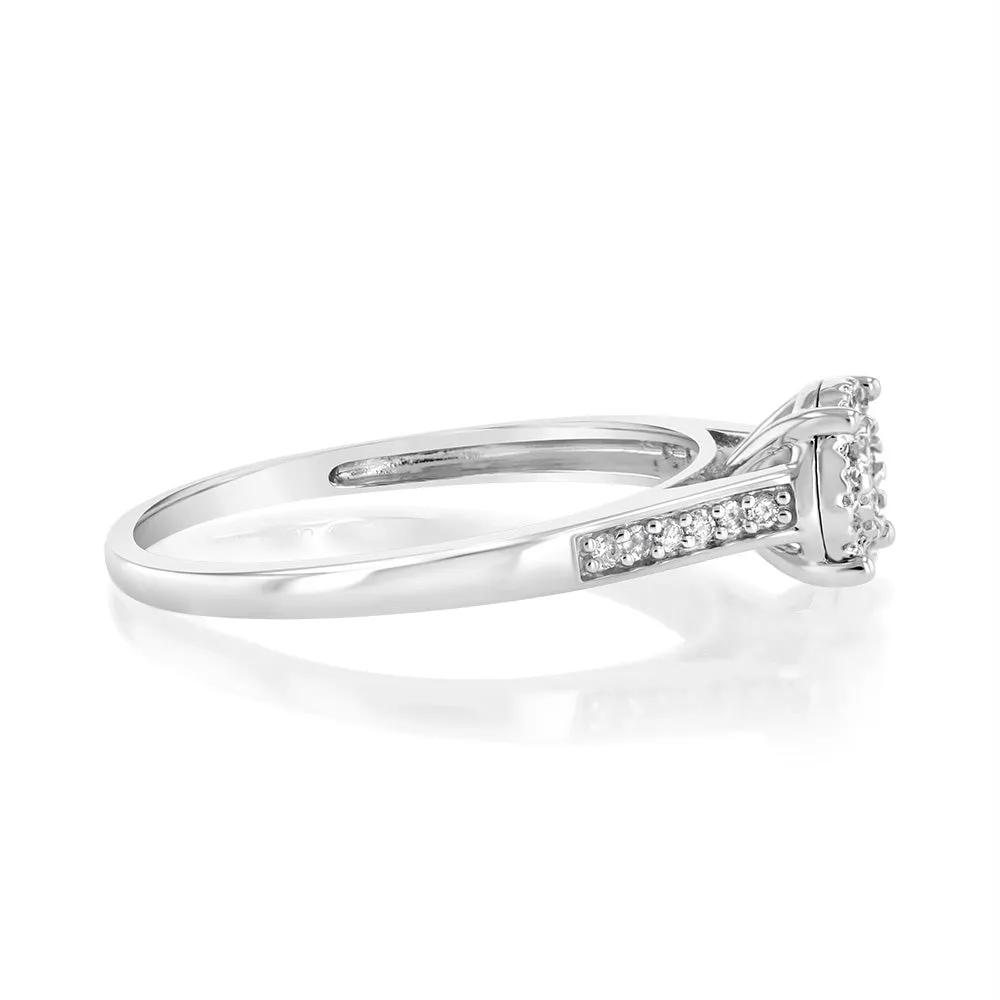 "1 CARAT LOOK" Diamond Ring 0.15 Carat with Brilliant Cut Diamonds in Sterling Silver Shiels