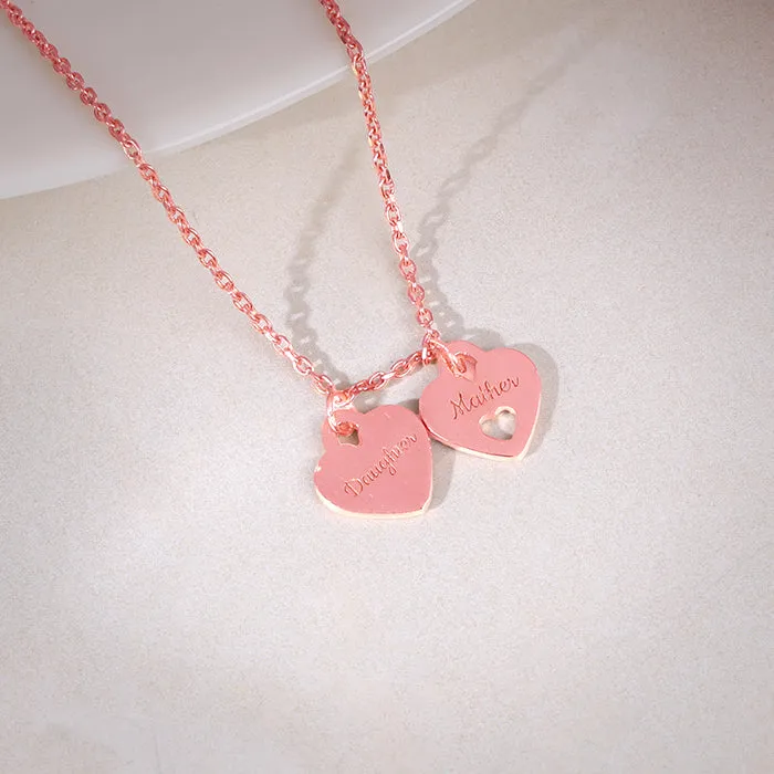 Rose Gold Dual Heart Name Personalised Necklace Giva