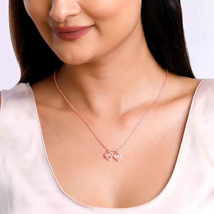 Rose Gold Dual Heart Name Personalised Necklace Giva