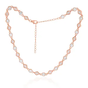 Rose Gold Plated Cubic Zirconia Fancy Choker Chain Shiels