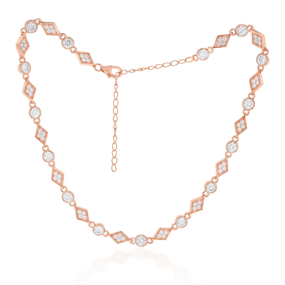 Rose Gold Plated Cubic Zirconia Fancy Choker Chain Shiels