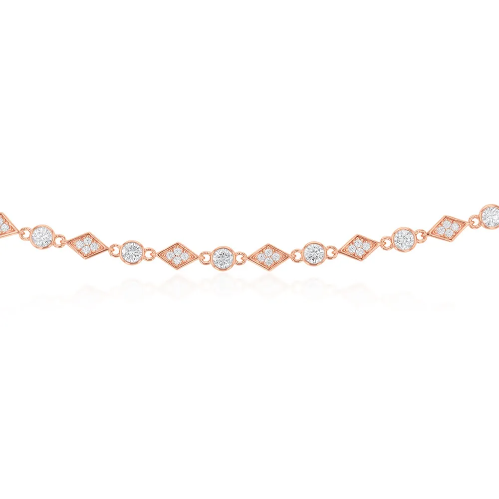 Rose Gold Plated Cubic Zirconia Fancy Choker Chain Shiels