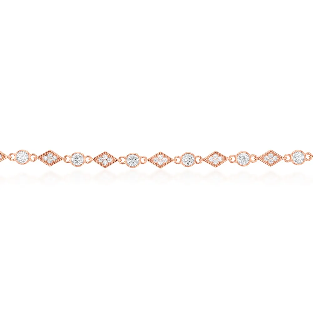 Rose Gold Plated Cubic Zirconia Fancy Choker Chain Shiels