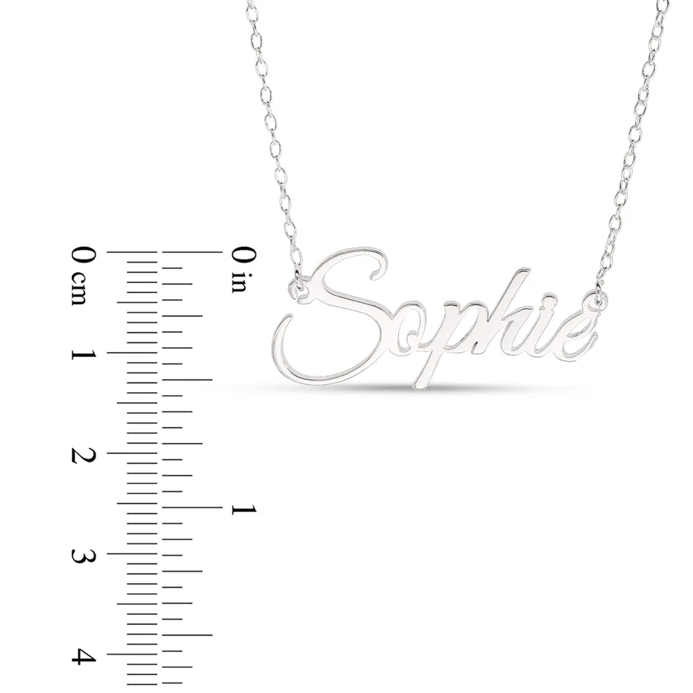 Signature Sterling Silver Personalised Name Necklace Pendant On 16inches Chain Shiels