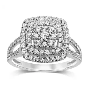 Silver 1 Carat Diamond Cluster  Ring Shiels