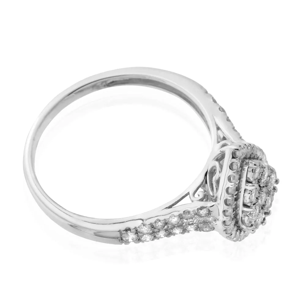 Silver 1/2 Carat Cluster Dress Ring with 55 Brilliant Diamonds Shiels