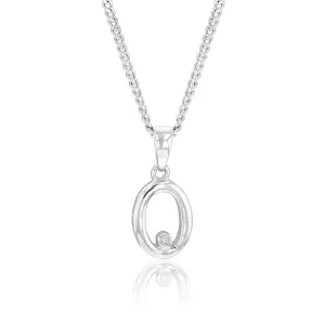 Silver Pendant Initial O set with Diamond Shiels