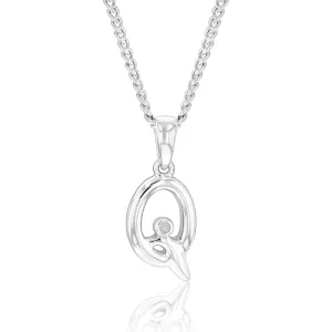 Silver Pendant Initial Q set with Diamond Shiels