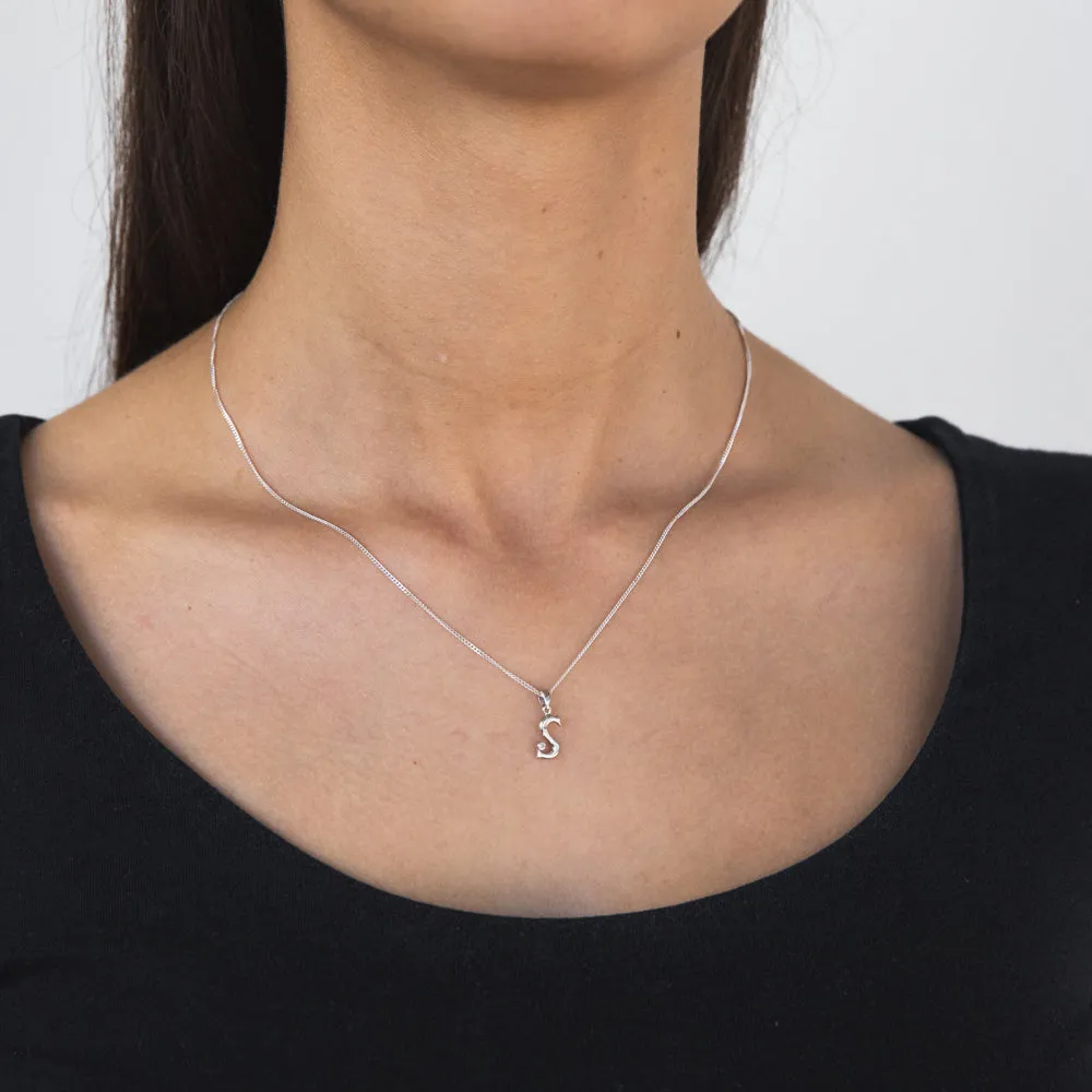 Silver Pendant Initial S set with Diamond Shiels
