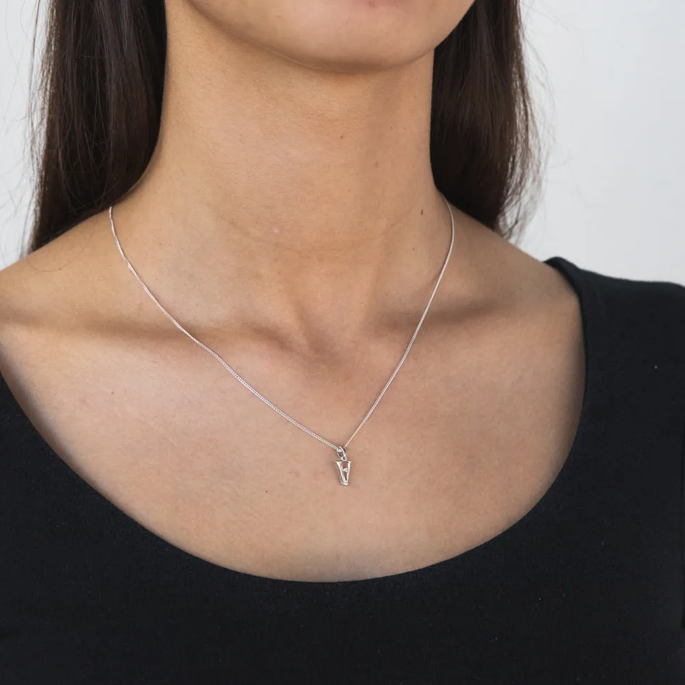 Silver Pendant Initial V set with Diamond Shiels