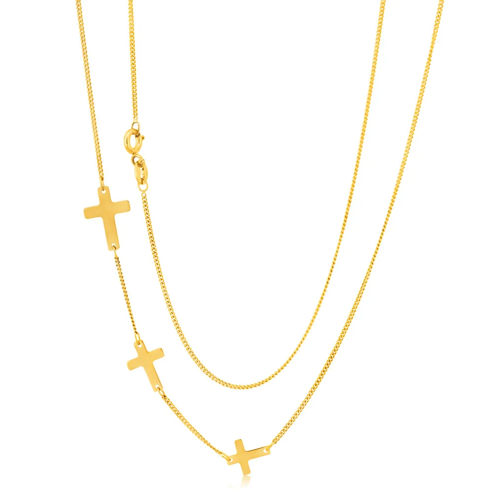 Silverfilled 45cm Sideway Necklace With Three Crosses Shiels